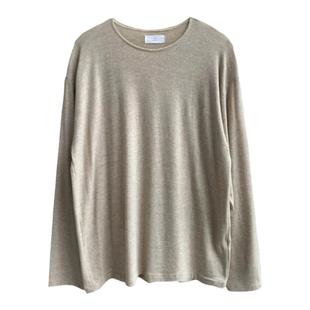 GENESISBOY 羊毛手感面料高弹力宽领宽松垂感长袖打底衫T恤男女款