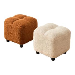 小凳子家用矮凳羊羔绒小凳子创意高级感软包坐垫凳子换鞋凳沙发凳