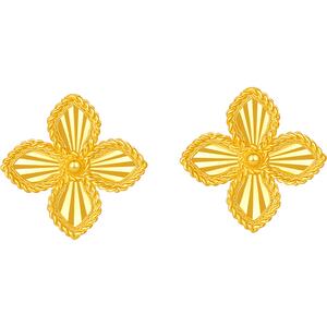 周六福黄金耳钉女计价5G足金四叶草耳饰节日礼物黄金品类日系列