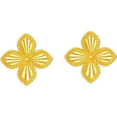 周六福黄金耳钉女计价5G足金四叶草耳饰圣诞礼物黄金品类日系列