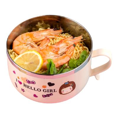 卡通不锈钢泡面杯带盖