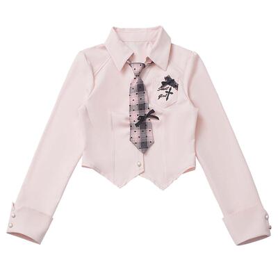 蓬蓬裙学院开衫收腰衬衫