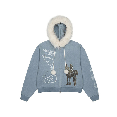 LARTIGENT 25冬季新款韩版印花连帽衫外套加绒卫衣韩国代购