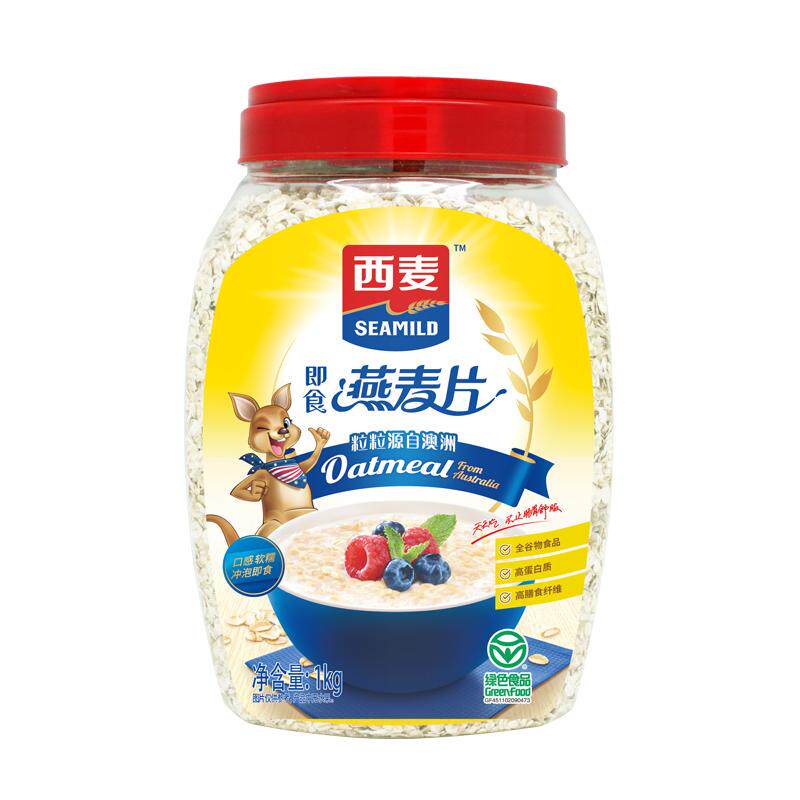 西麦纯燕麦片1000g桶装冲饮代餐即食饱腹0添加蔗糖绿色早餐食品by