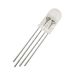 WS2812B灯珠 直插F5MM RGB幻彩发光二极管圆头透明雾状带IC可编程