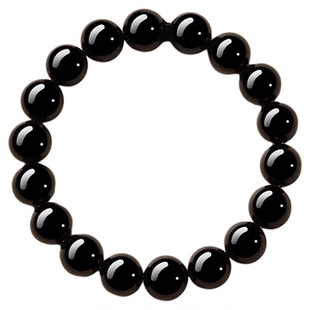 【杭州灵隐】纯天然乌金黑曜石手串女款本命年招财转运珠手链男款