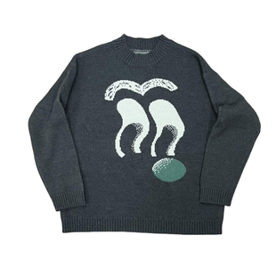 Studio1till8 扭扭表情提花针织衫女秋冬宽松圆领套头毛衣