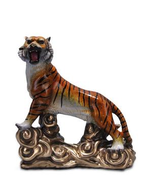 铜老虎招财风水办公室桌面摆件