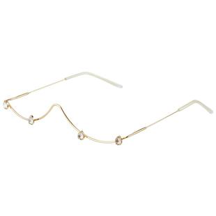 水晶眼泪二次元下半框眼镜无镜片御姐纯欲高级感网红凹凸造型装饰