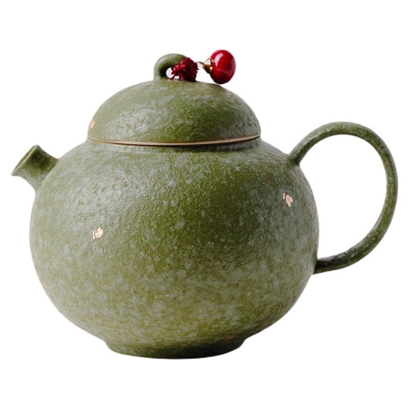 传统中国色绿色陶瓷茶壶功夫茶具