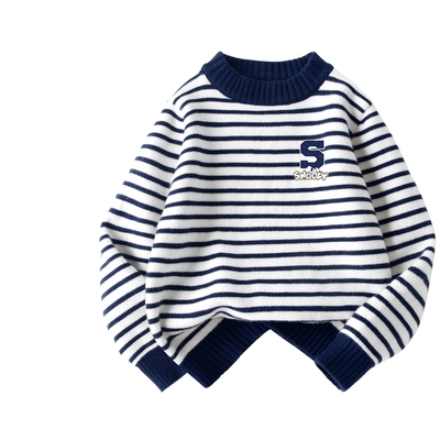 史努比男童加绒毛衣2025新款