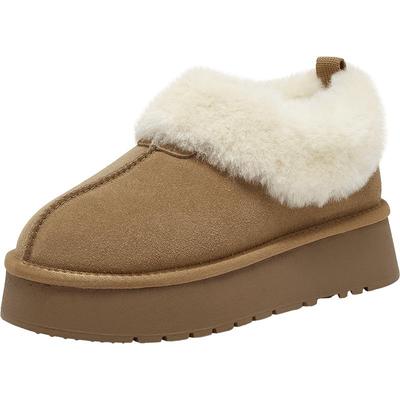 百思图2025冬季新款雪地靴厚底加绒加厚棉鞋毛毛鞋女短靴N8131DD5