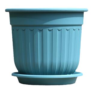 高颜值塑料花盆欧式帝罗马树脂仿陶瓷花盆竖纹桌面阳台圆形加厚