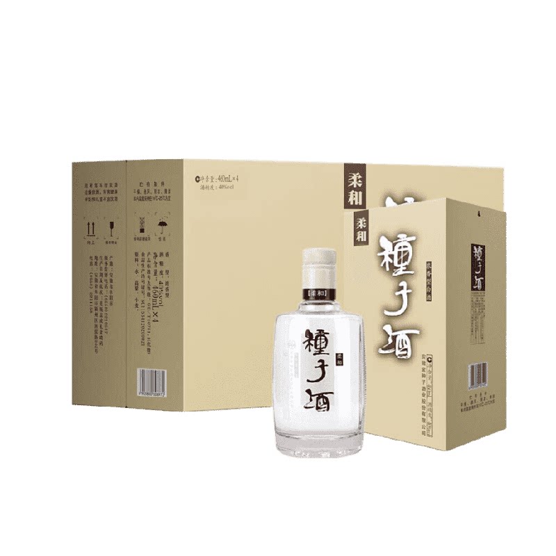 金种子柔和种子40度浓香型白酒460ml*4瓶纯粮酿造生态原酿送礼