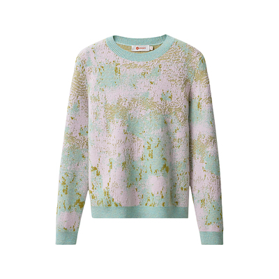 皮皮狗25秋季新羊绒三色提花套衫