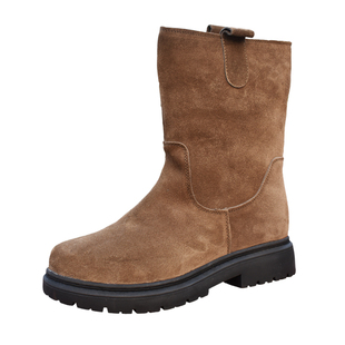 羊毛雪地靴男皮毛一体东北加厚防水防滑保暖棉靴中筒真皮蒙古马靴