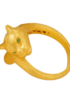 镀黄金色豹子戒指女款时尚指环