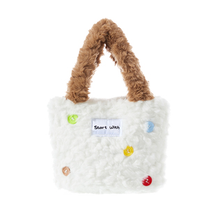 TheGreenParty云朵斜挎包女生2025新款可爱手提包休闲通勤毛绒包