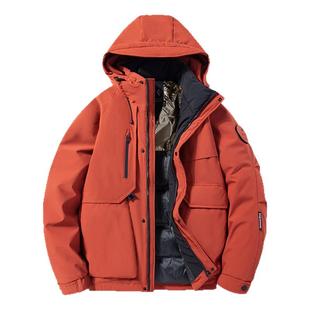 啄木鸟短款男士羽绒服冬季新款连帽防寒户外防风白鸭绒机能外套男