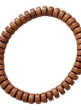 54颗檀木女款手串单圈佛珠老山檀香手链铜钱珠片状有香味饰品天然