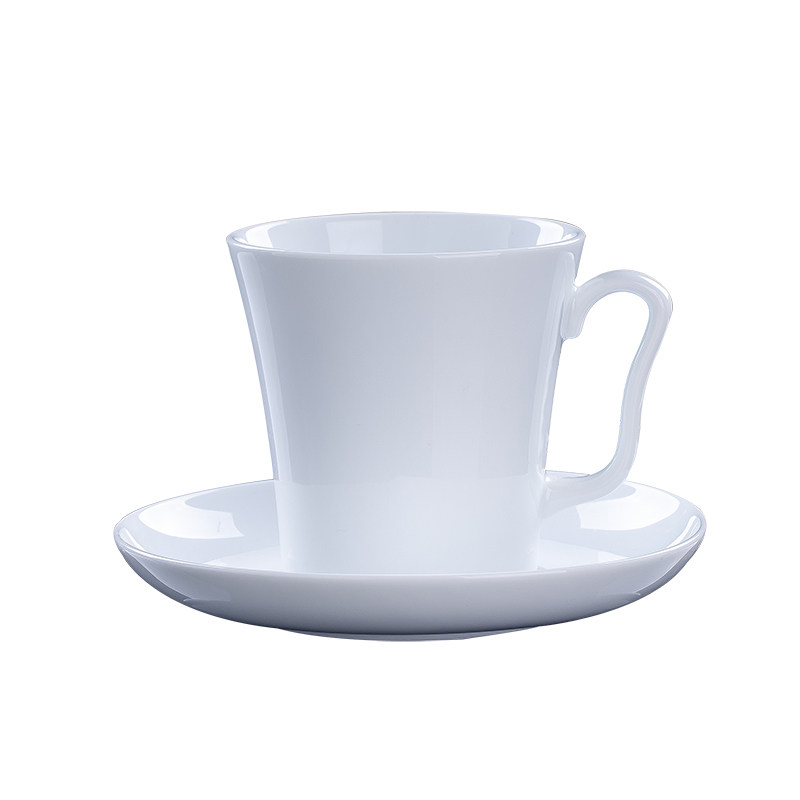 景德镇高白瓷白色釉下彩陶瓷奶杯茶杯咖啡杯套装家用简约欧式风格