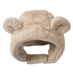 宝宝可爱小熊加厚护耳帽子冬季新款婴幼儿童保暖加绒帽男女童冬帽