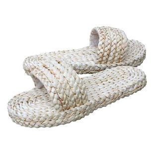 夏季居家男女凉拖纯手工编织复古草鞋透气防汗脚不捂脚网红军天然