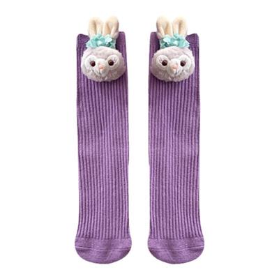 紫色儿童袜子女纯棉袜保暖