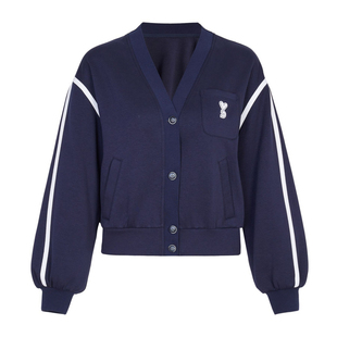 婉甸2025黛青色单外套运动风短款外套1241O23SX4