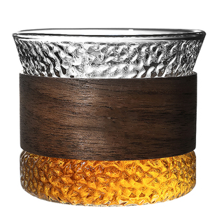 高档复古锤纹玻璃主人杯公道杯高端茶具套装个人专用茶杯品茗杯男