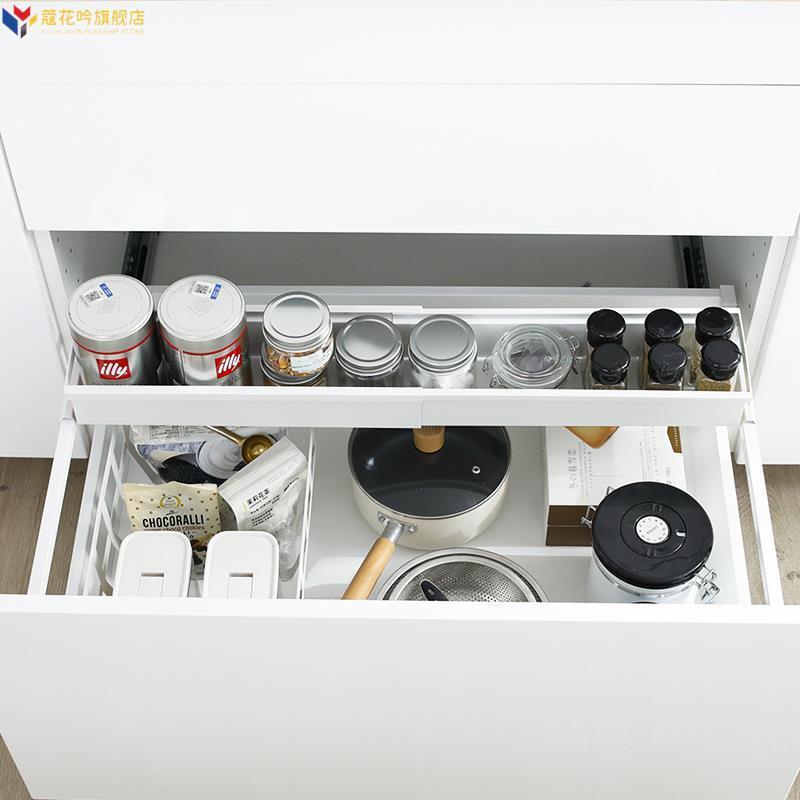 厨房橱柜内抽屉分层架伸缩抽拉式深抽屉上下分隔置物餐具收纳盒子