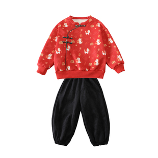 元旦演出服儿童中国风汉服红色喜庆小学生幼儿园啦啦队合唱表演服