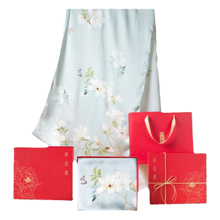 织锦楼春夏真丝印花防晒丝巾礼盒团购桑蚕丝围巾送妈妈款生日礼物
