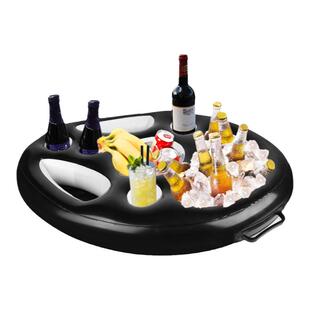 亚马逊新款水上PVC漂浮零食托盘水上饮料托盘游泳池水杯底座海边