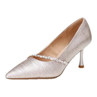 COMELY康莉2026新款高跟鞋水钻条带尖头婚鞋女鞋细跟单鞋KYQ55551