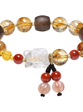 六桂福珠宝足金镶嵌足金多宝手串