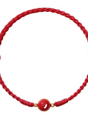 本命年红绳手链女朱砂手串红手绳