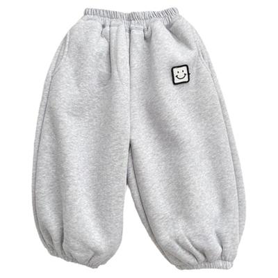 纯棉男童加绒卫裤冬季羊羔绒长裤