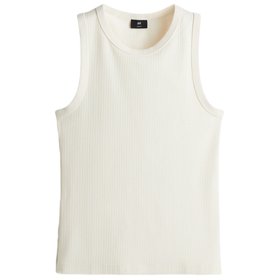 HM男装背心春季圆领无袖合身罗纹直筒下摆上衣1265869