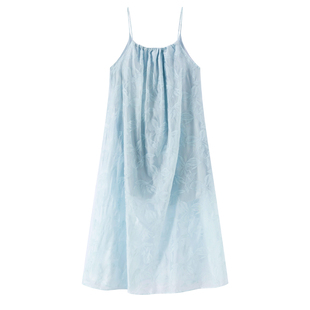 旅游度假吊带裙蓝色海边多巴胺沙滩大码拍照连衣裙沙滩裙海岛ootd