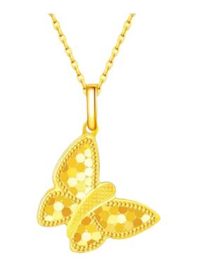 18K金闪闪碟项链蝴蝶纯银黄金潮