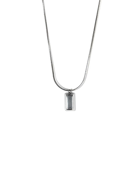 银色小砖块吊坠钛钢男女小众设计