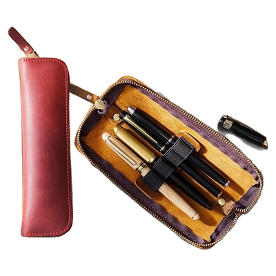 简约牛皮笔袋钢笔保护套可定制