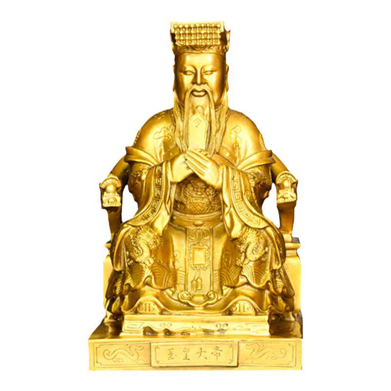 铜玉帝王母摆件一套中式家用供奉