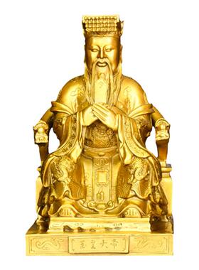 铜玉帝王母摆件一套中式家用供奉