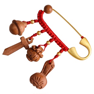 普陀山孕妇别针桃木狗牙护身符外出惊吓挂件婴儿孩子新生儿礼物