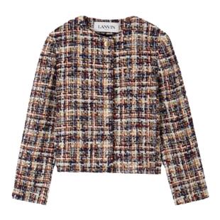 【新年甄选】LANVIN浪凡 女士秋冬圆领绵羊毛粗花呢小香风短外套