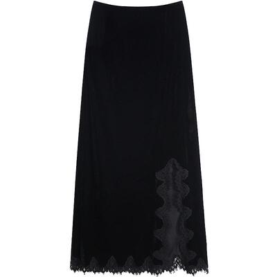 COCOBELLA蕾丝拼接丝绒半身裙