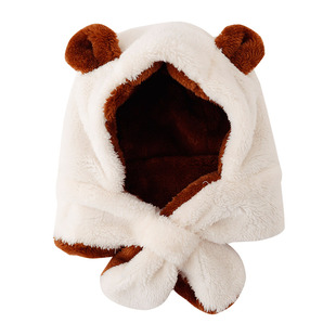 儿童帽子围巾一体帽男童1岁5宝宝女童秋冬款护耳带防风保暖连围脖