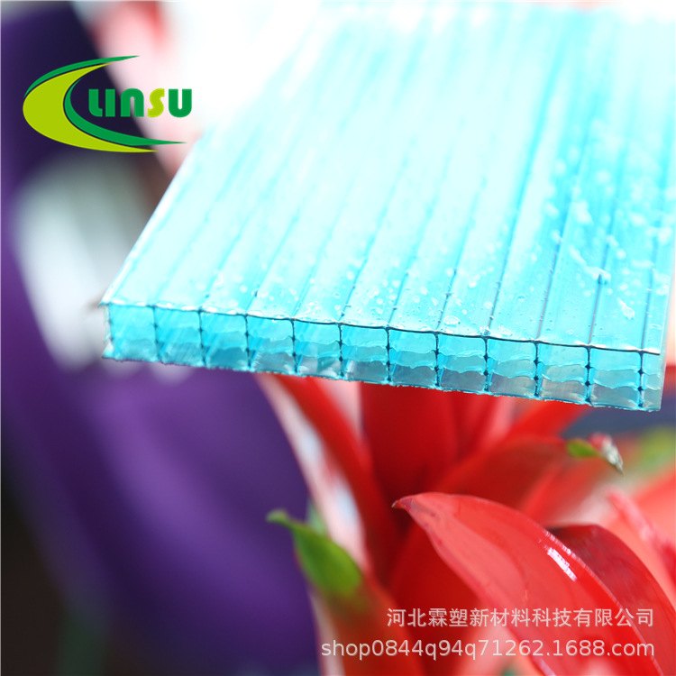 批发温室大棚顶棚保温采光PC四层16mm透明中空阳光板